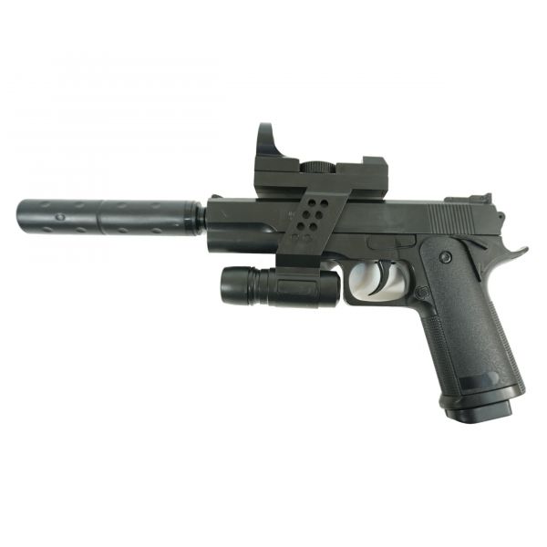 Страйкбольный пистолет Galaxy G.053A (Colt 1911) с ЛЦУ и глушителем